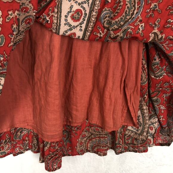 VTG LA CERA Midi Broomstick Skirt Sz M/L Red Paisley 100% Cotton Lined‎ Boho - Picture 6 of 10